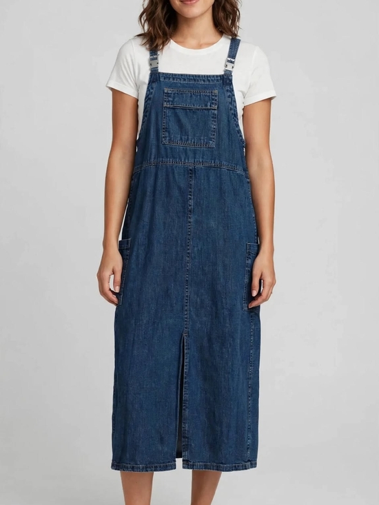 Faded Glory Dresses & Skirts - Faded Glory Dark Blue Denim Pinafore Overall Dress